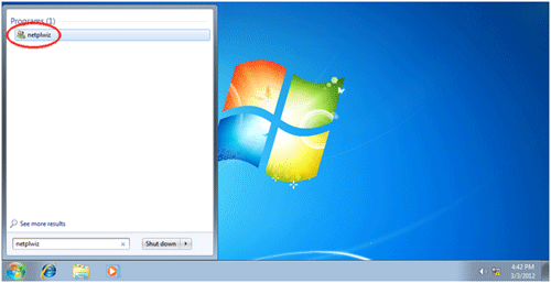 Windows 7 Desktop, Start Menu, Search Result